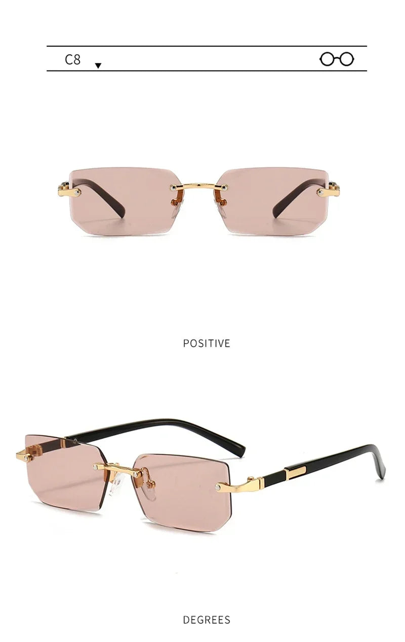 Fashion Rimless Sunglasses Men Women Populare Frameless Sun Glasses Male Female Classic Square Summer Traveling Shades
