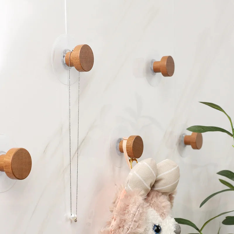 Round Wooden Wall Hooks — 1, 2 or 4 Pack