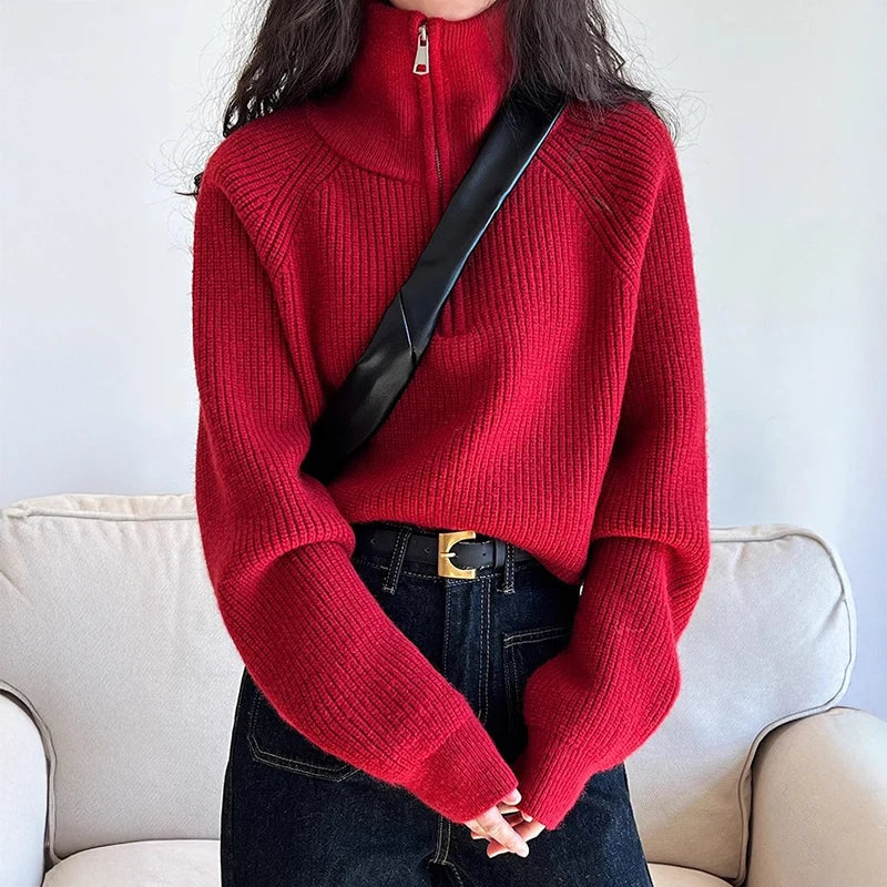 Women's Half-Zip Knit Sweater