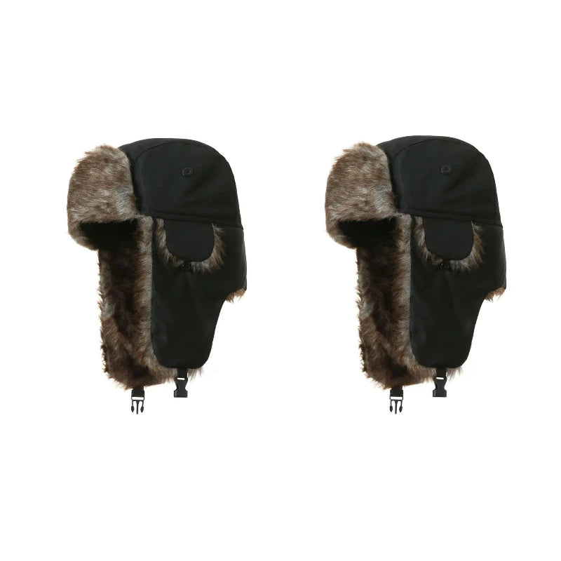 Unisex Warm Men's Women Trapper Cap Aviator Trooper Earflap Winter Flaps Ski Hat New Er Hats Russian Faux Fur Hats