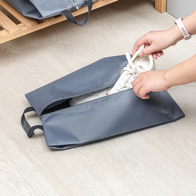 Black Polyester Shoe Storage Bag with Zipper