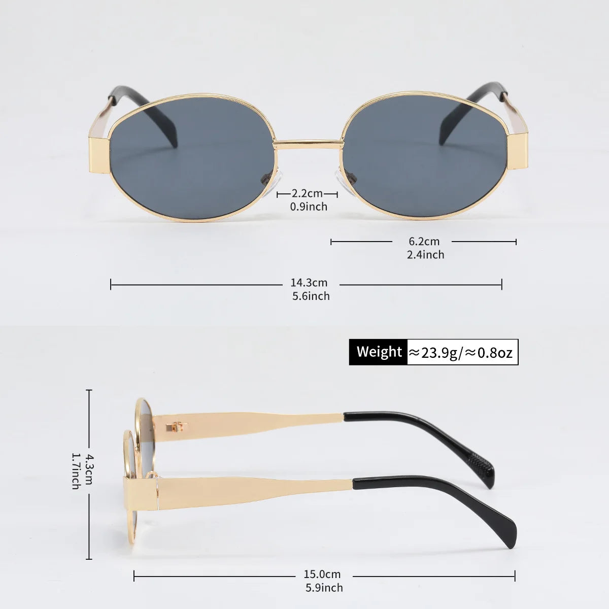 1/4 Vintage Metal Frame Sunglasses Women Brand Designer Fashion Oval Goggle Sun Glasses Men Trends Shades Outside Eyewear UV400