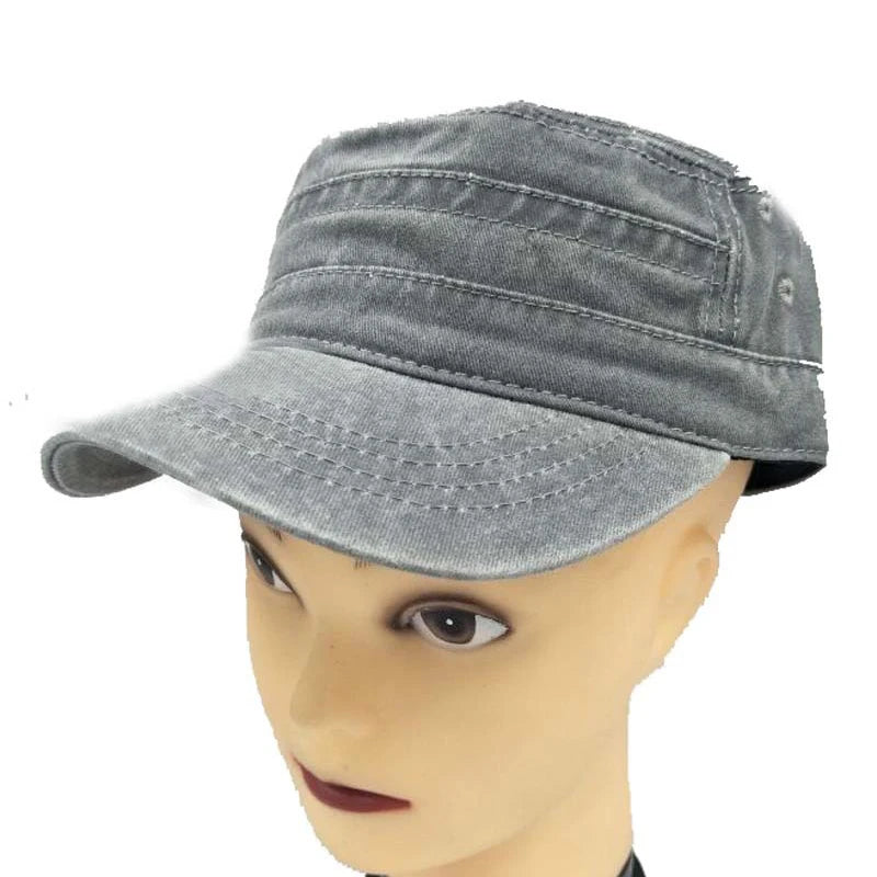 Fashion Washed Cotton Flat Top Cap Adjustable Outdoor Sun Caps Women Men Cadet Cap Retro sun Hats Baseball cap Bone Man Cap