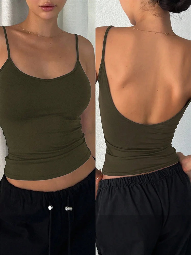 Women's Backless Cami Crop Top