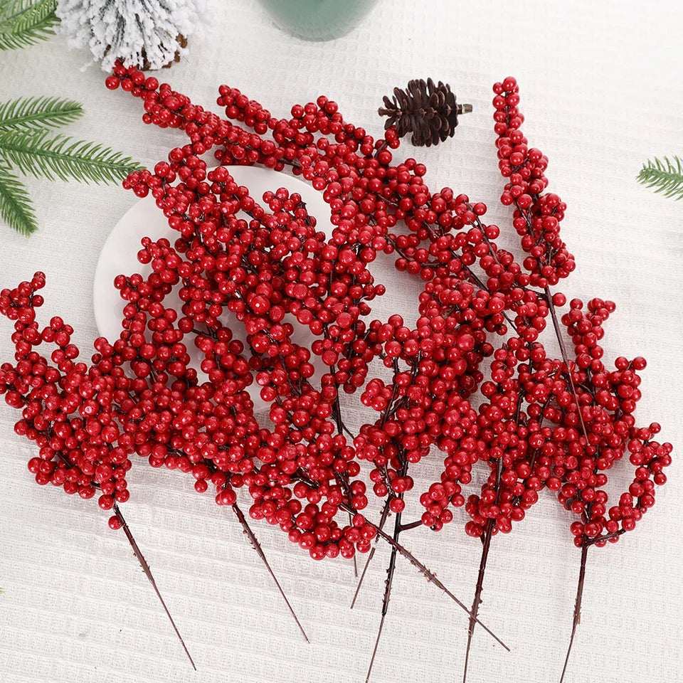 Artificial Holly Berry Stems
