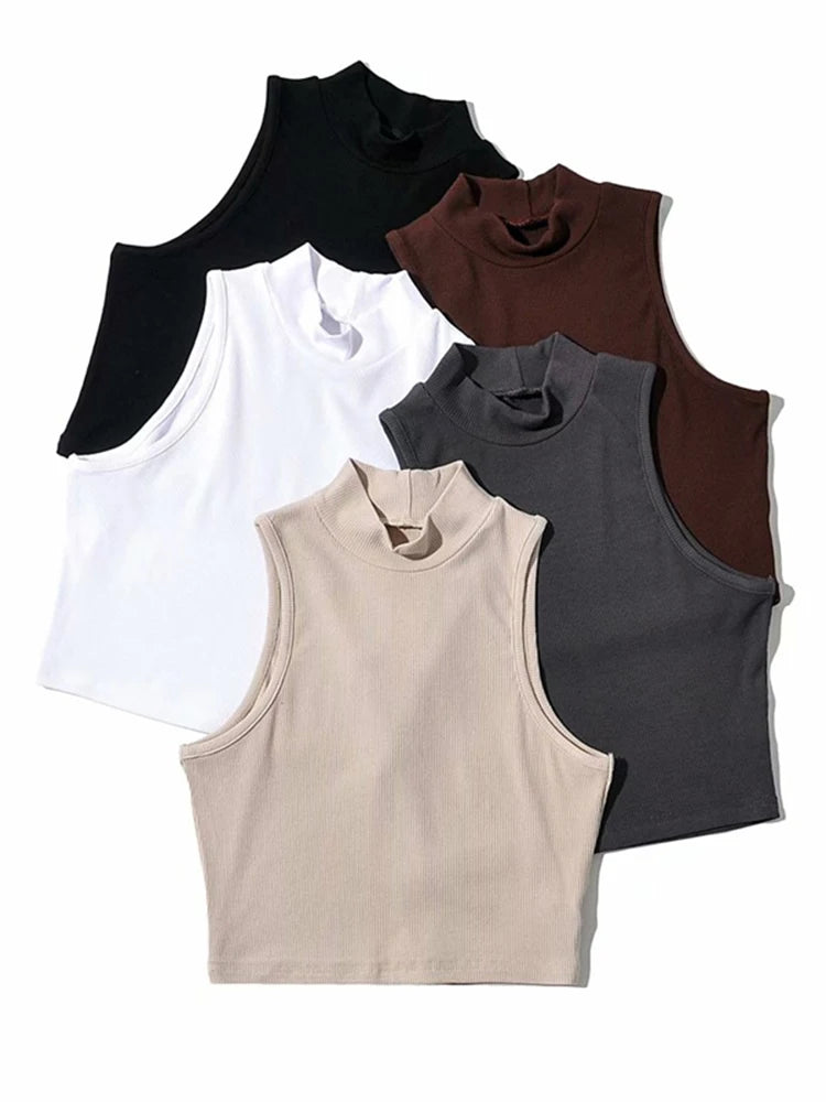 Women's High-Neck Crop Tank Top