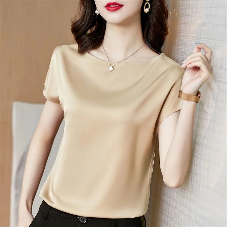 Women's Crew-Neck Short-Sleeve Blouse