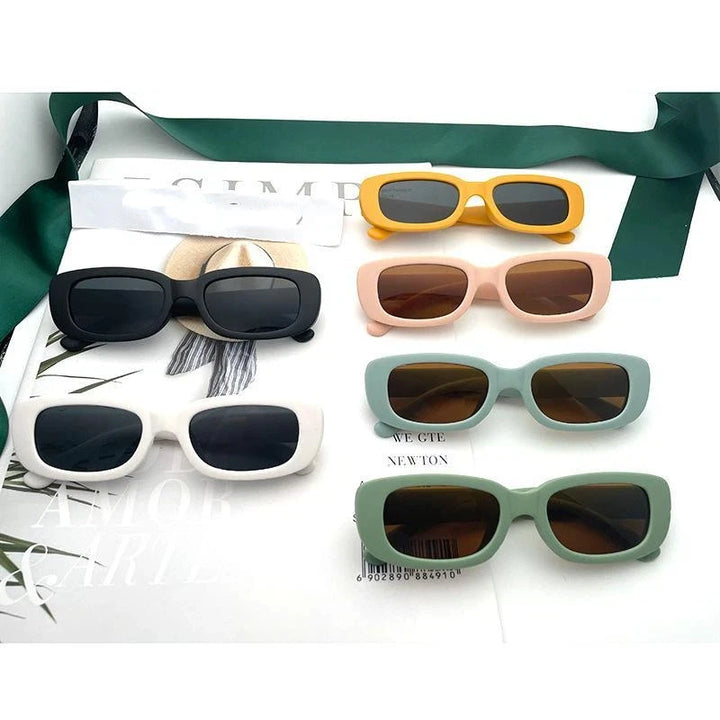 Kids Retro Frosted Rectangular Sunglasses UV400 Blocking Cute Design Sun Glasses for Outdoor Park Beach Trips