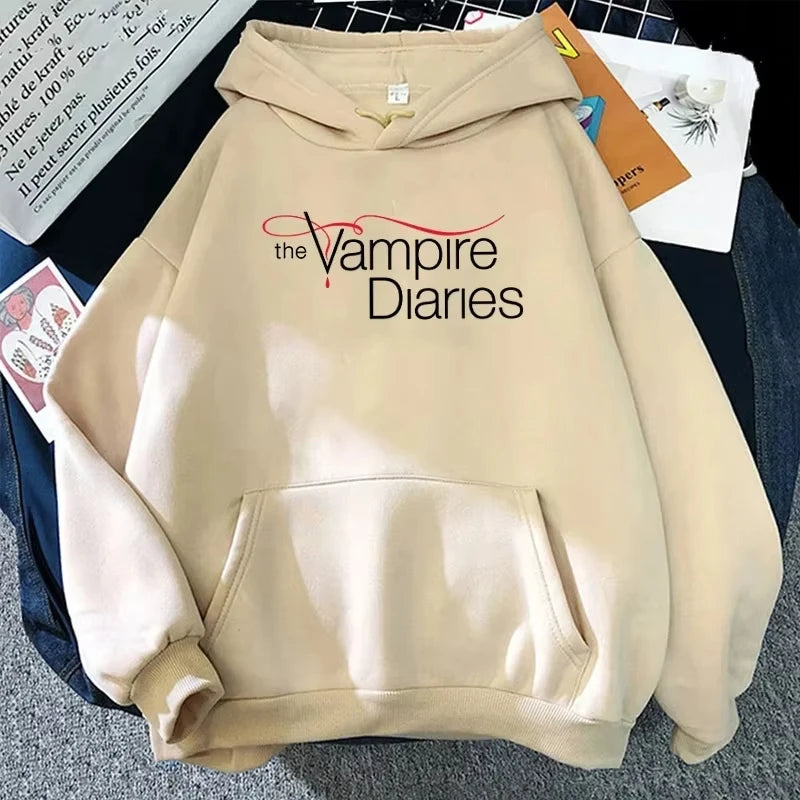 2026 New The Vampire Diaries Print Hoodie Women Men Casual Tops Autumn And Winter Sweatshirts Long Sleeve Harajuku Pullover