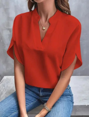 Women's V-Neck Short-Sleeve Blouse