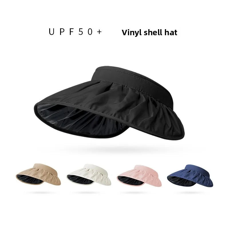 UPF50+ Sun Visor Hat Dual-Use Full Face Sun Protection Foldable Headband for Beach Hiking Outdoor Summer Hats for Women
