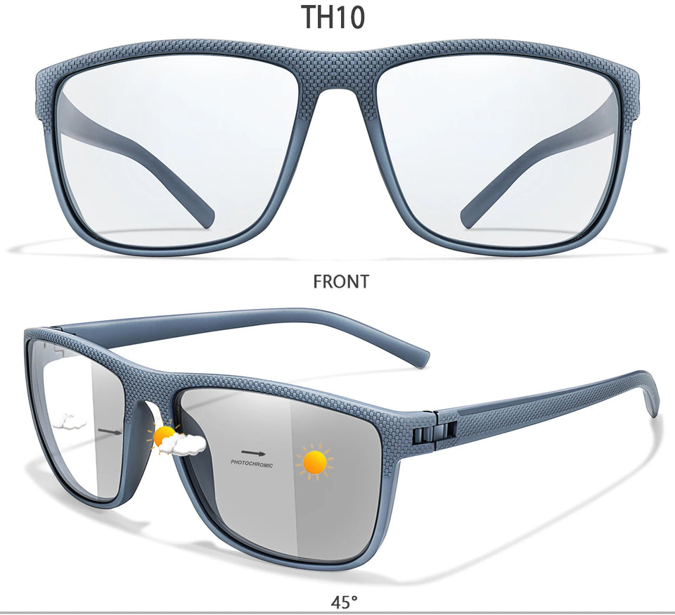 Fashion Photochromic Sunglasses Men Women Classic Square Frame Portable Outdoor Sports Glasses for Driving Cycling Running