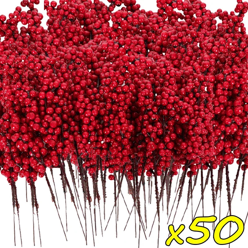 Artificial Holly Berry Stems