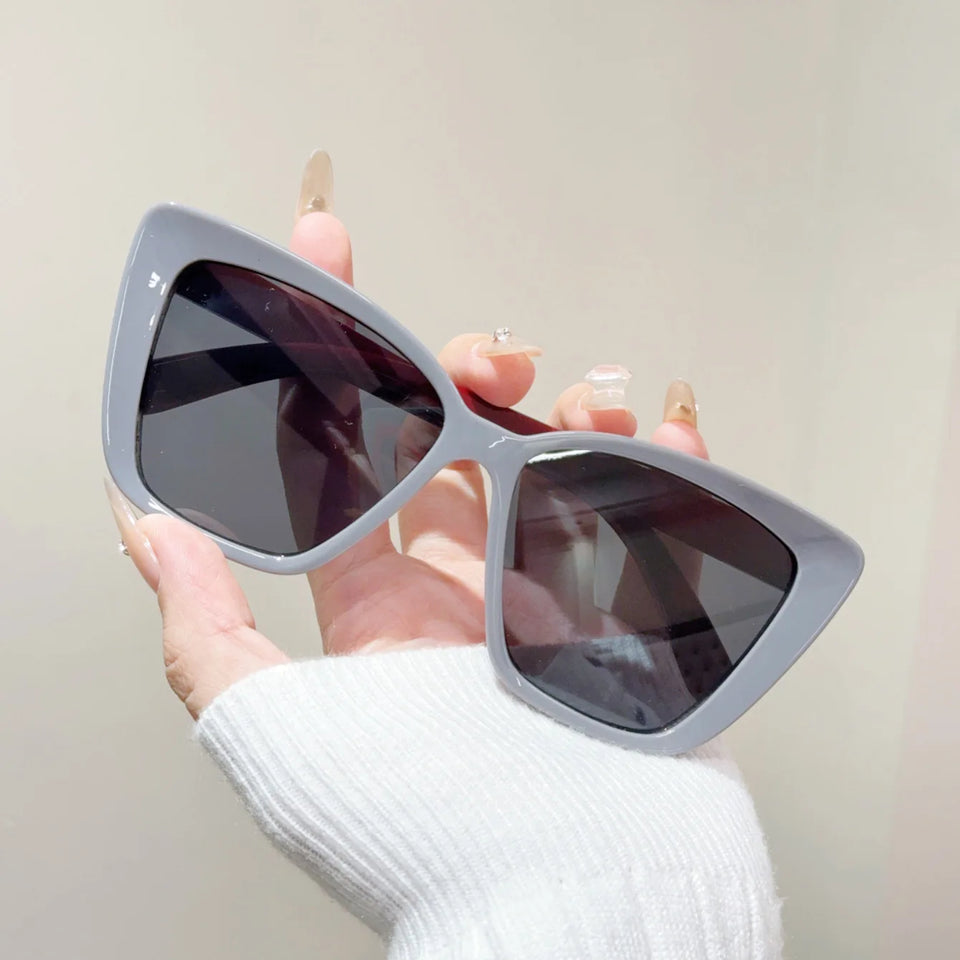 KLASSNUM Large Frame Vintage Cat Eye Sunglasses for Women Men Square Sun Glasses UV400 Protection Goggle Eyewear Shades