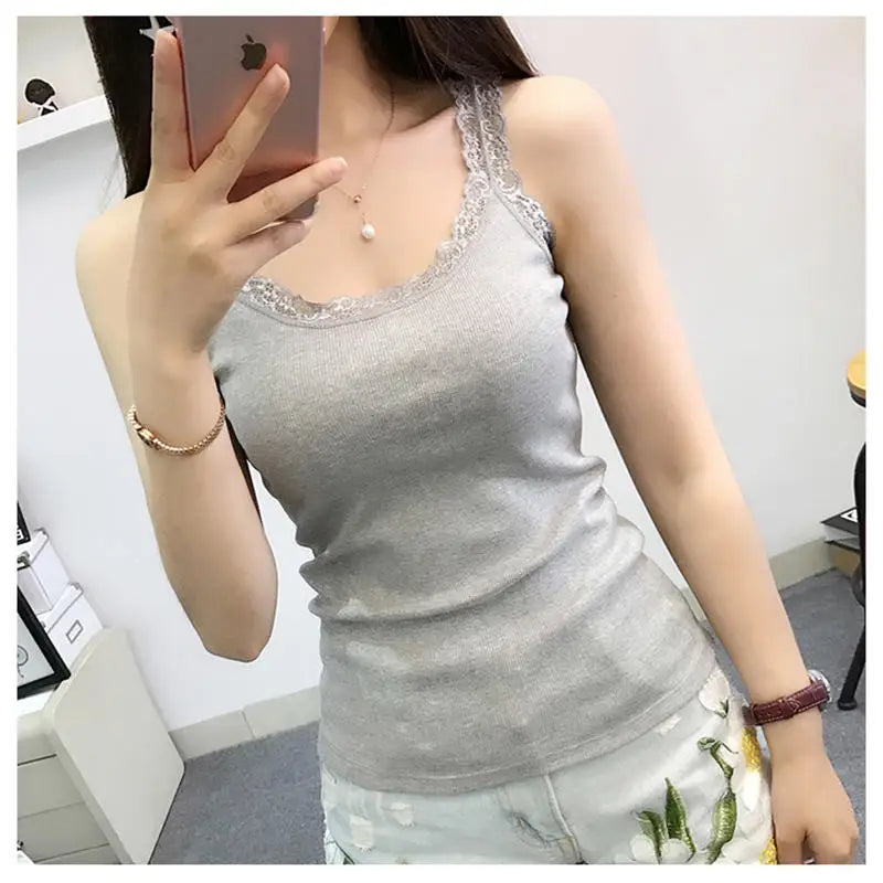 Women's Lace-Trim Tank Top