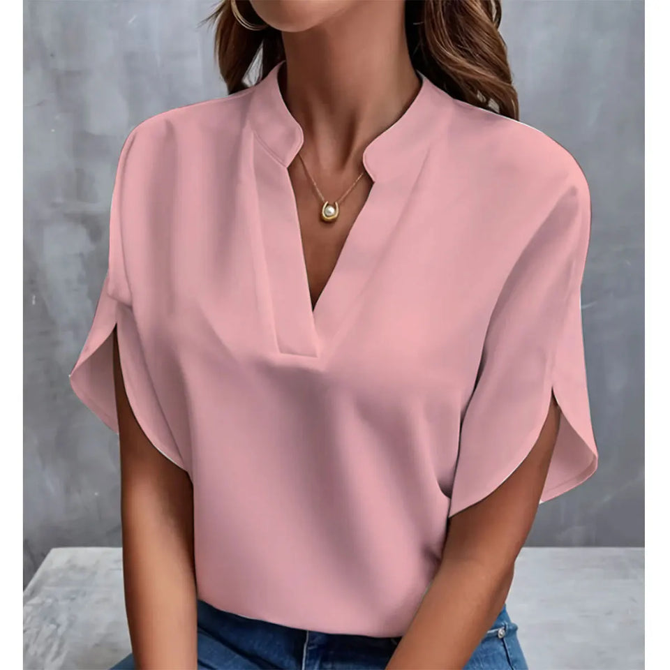 Women's V-Neck Short-Sleeve Blouse