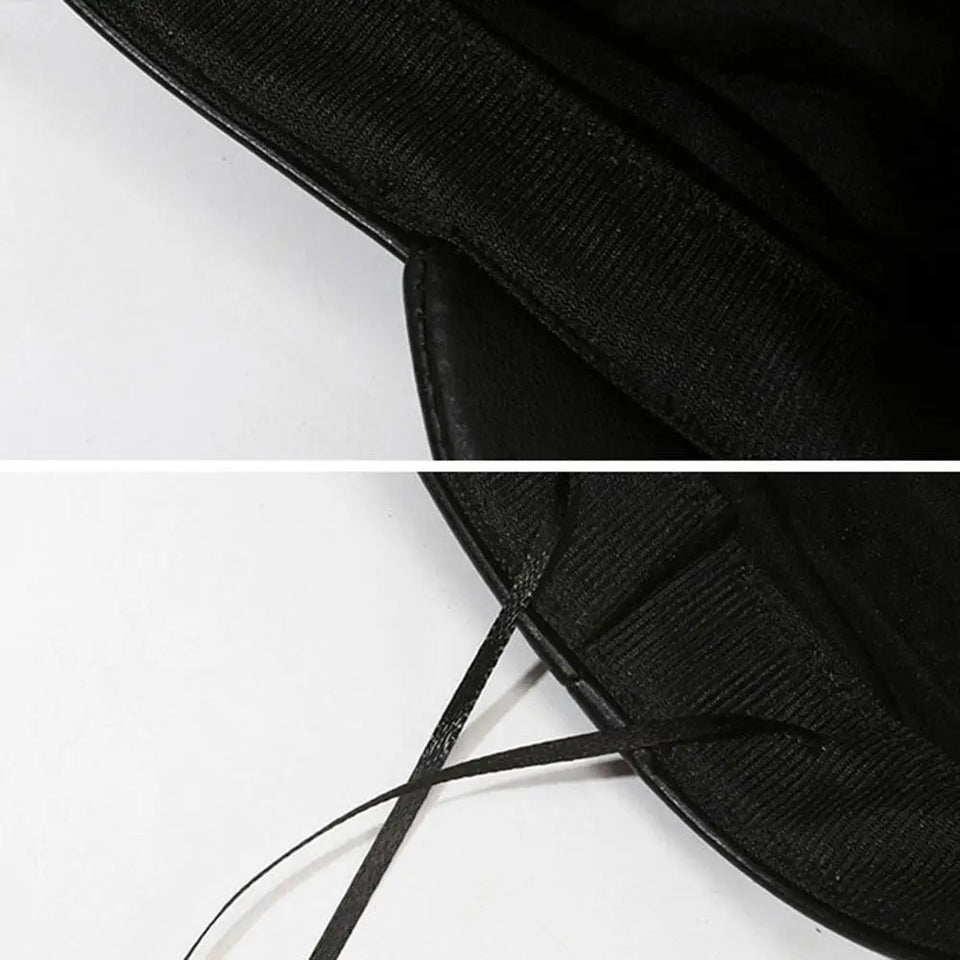 British Style Berets Visor Pu Leather Flat Top Hat Retro Black Painter Hat Classic Versatile Adjustable Beret Casual Sun Hats