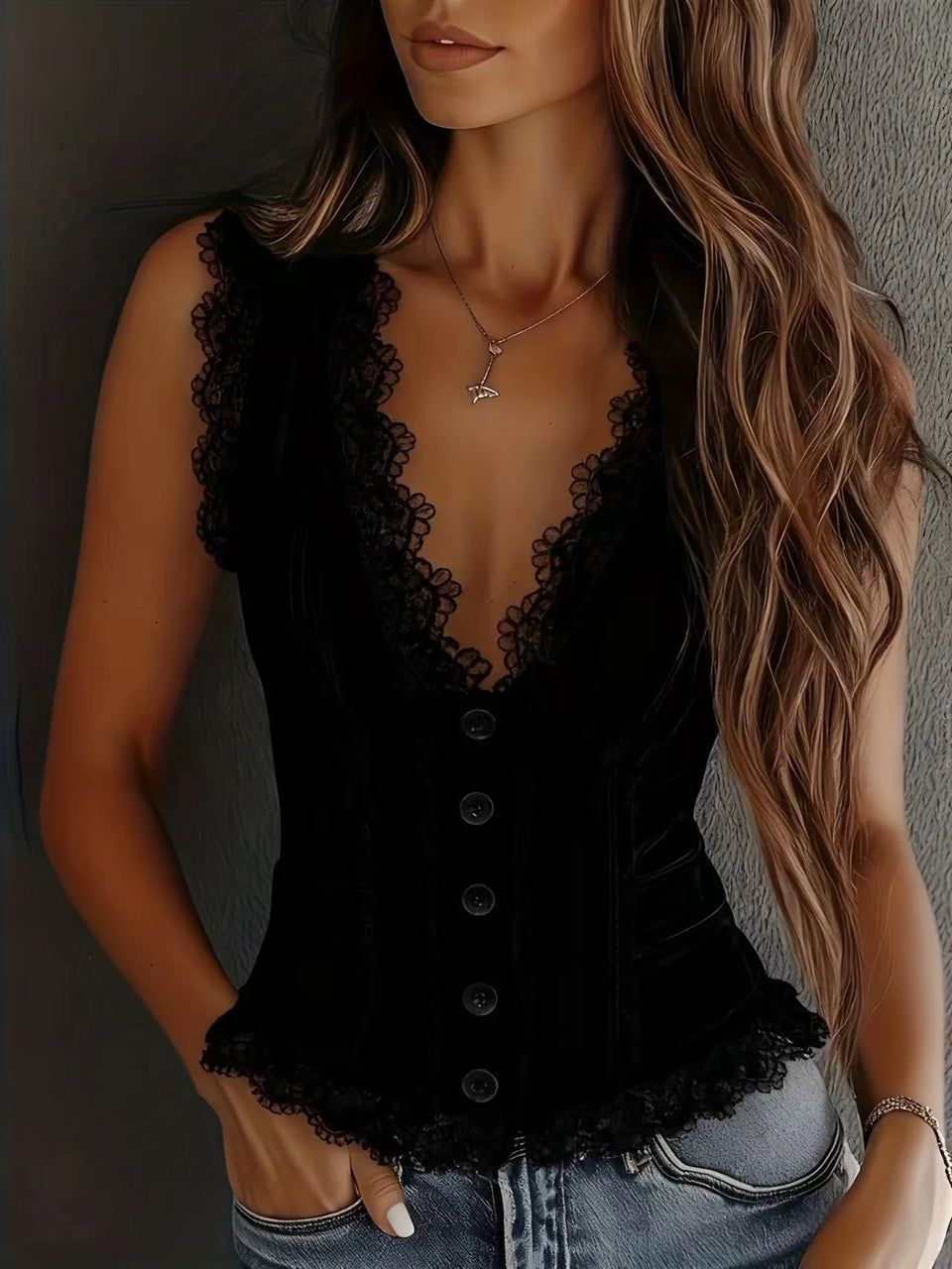 Women's Lace-Trim Tank Top
