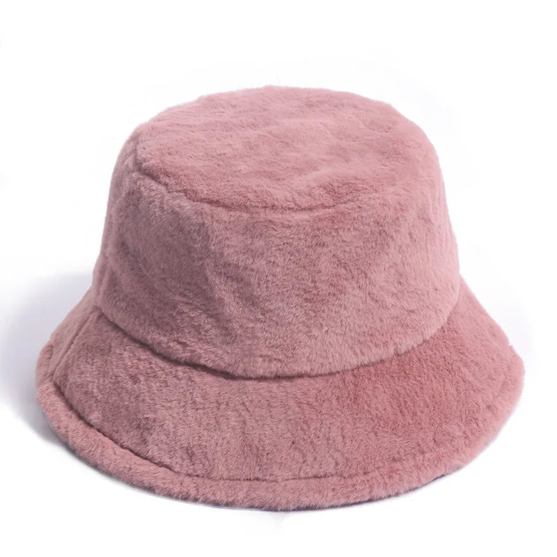 Winter Bucket Hat Women's Fashion Leopard Panama Warm Hats Female Vintage Faux Fur Fisherman Cap Hats For Women Dropshipping