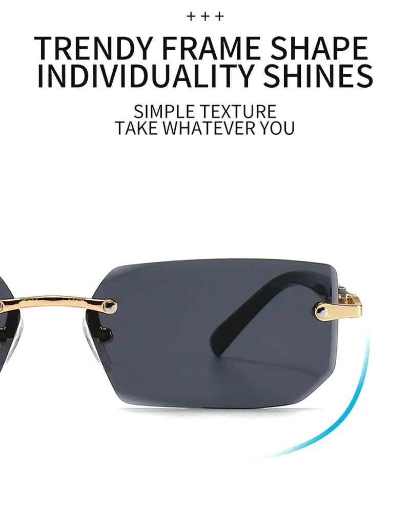 Fashion Rimless Sunglasses Men Women Populare Frameless Sun Glasses Male Female Classic Square Summer Traveling Shades