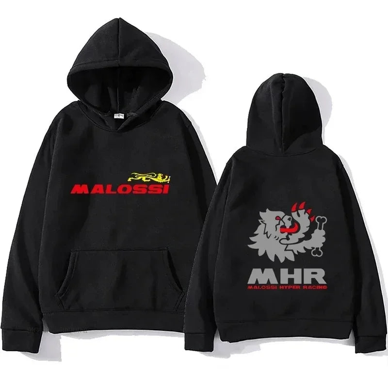 Malossi MHR Hyper Racing Hoodie Unisex Motorcycle Racing Front Back Print Sweatshirt Men Biker Casual Street Pullover