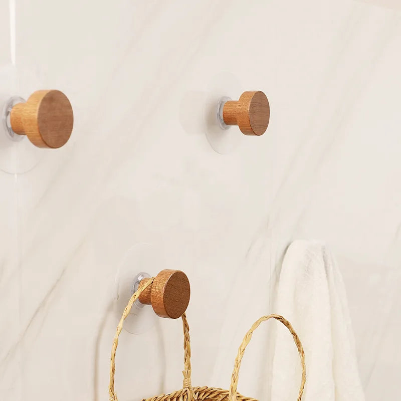 Round Wooden Wall Hooks — 1, 2 or 4 Pack