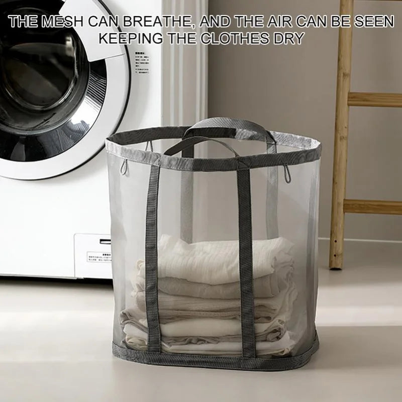 Collapsible Mesh Laundry Basket with Handles