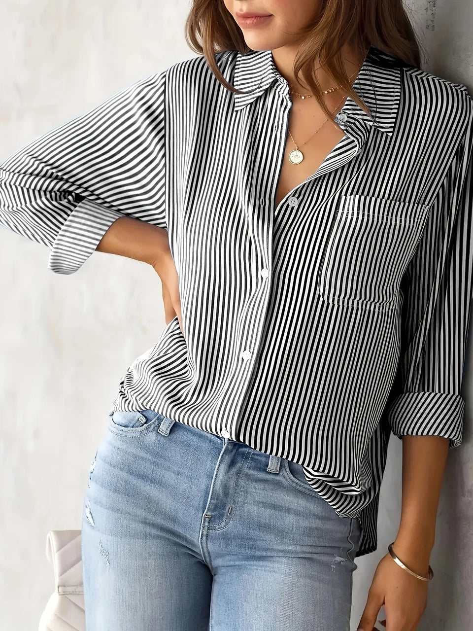Women's Striped Long-Sleeve Shirt