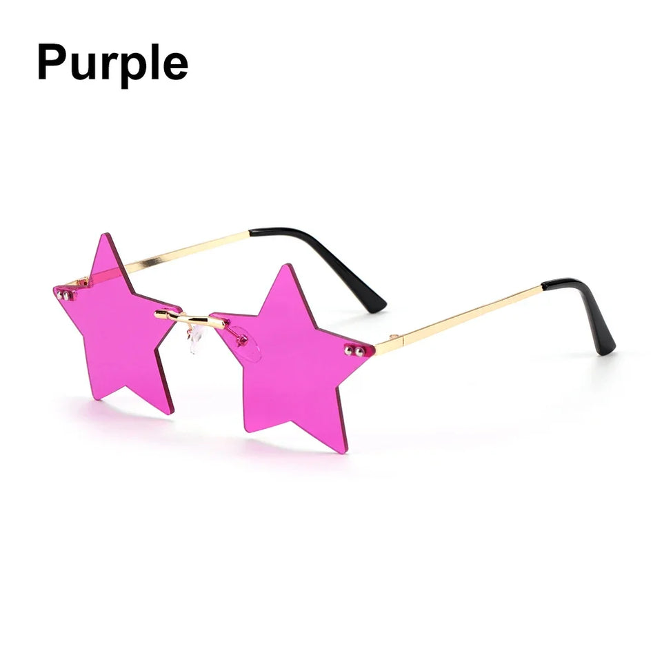 Vintage Unique Star Shape Mirror Rimless Sunglasses Women Fashion Clear Ocean Lens Eyewear Men Trending Sun Glasses Shades