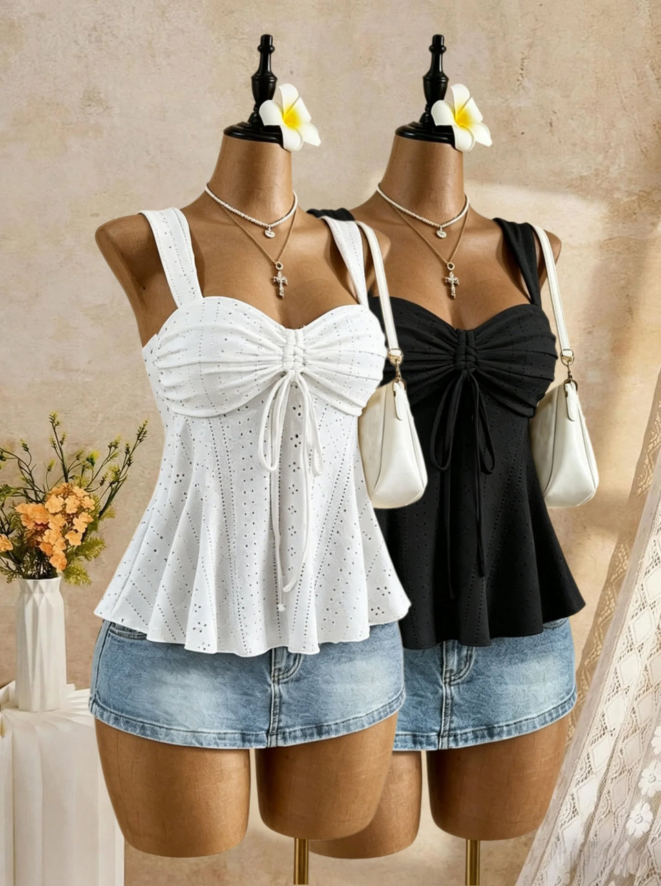 Women's Polka-Dot Peplum Cami Top