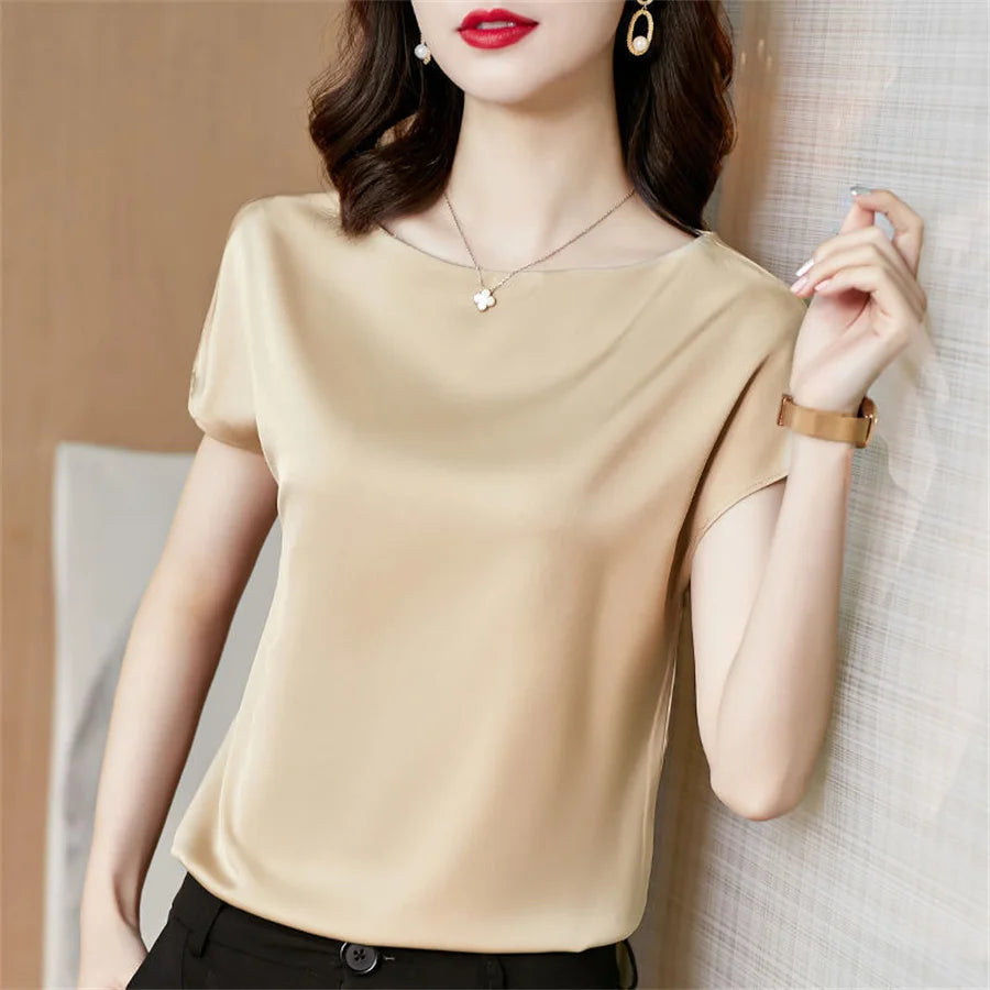 Women's Crew-Neck Short-Sleeve Blouse