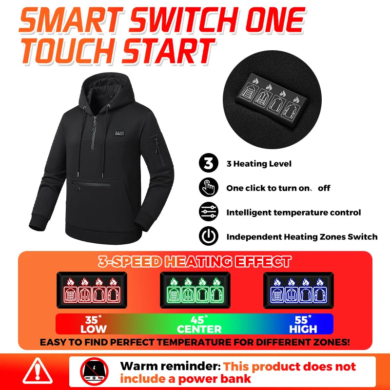 USB Heated Zip-Up Hoodie — 26 Areas