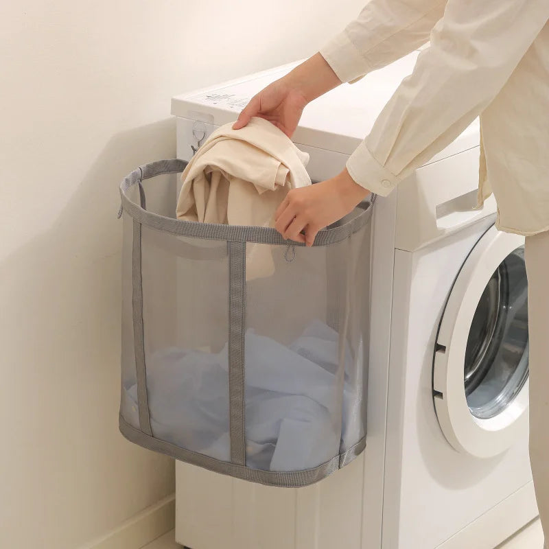 Collapsible Mesh Laundry Basket with Handles