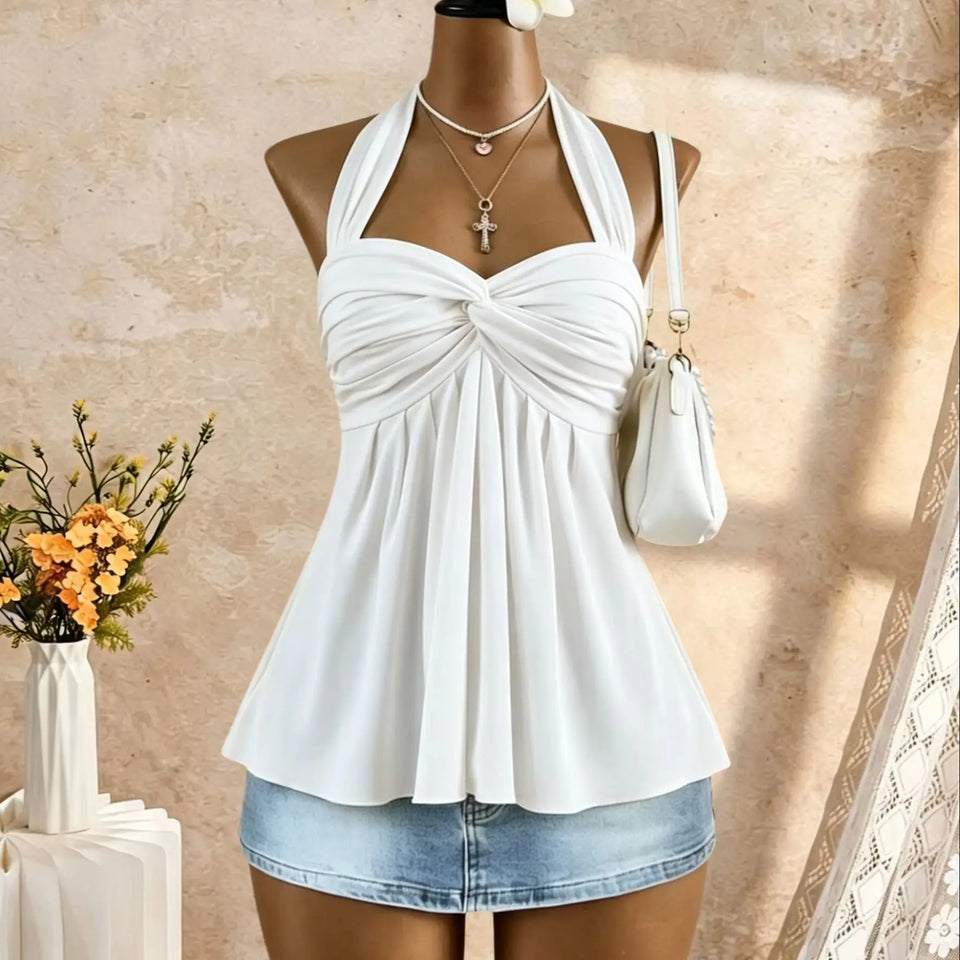 Women's Twist-Front Peplum Cami Top