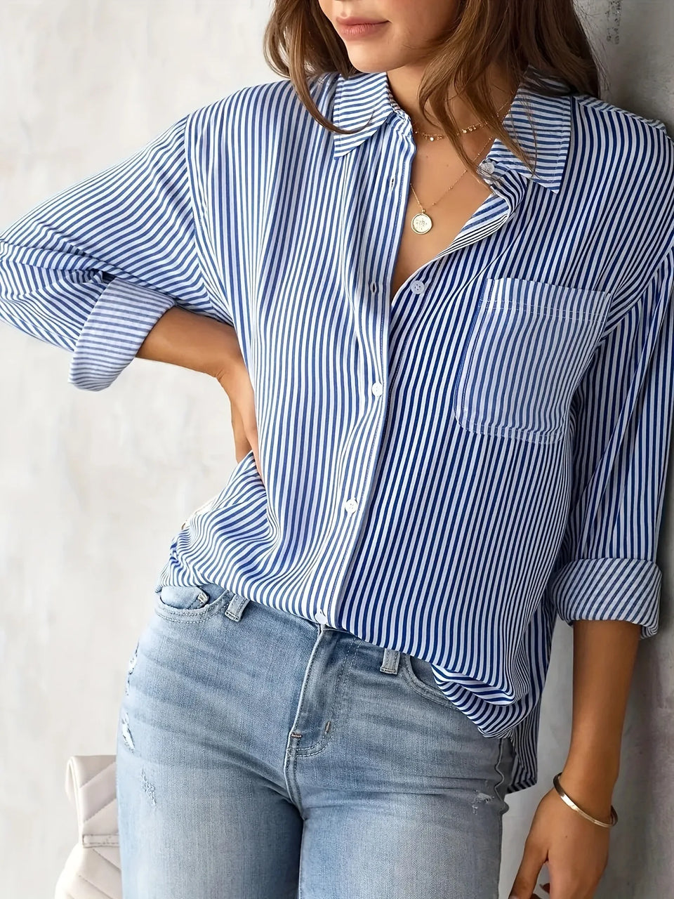 Women's Striped Long-Sleeve Shirt