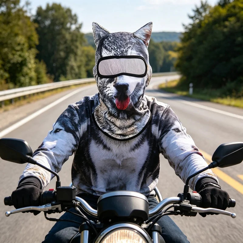 3D Cat Ski Balaclava Animal Face Covering Full Face Hood Ski Masque Cute Animal Balaclava Motorcycle Motocross Snowboard Hats