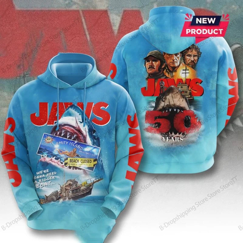 Men Hoodies Jaws Horror Film 3d Print Hoodie Men Women Fashion Hoodies Casual Hoodie Sweatshirt Shark Coat Sudadera Men Clothing