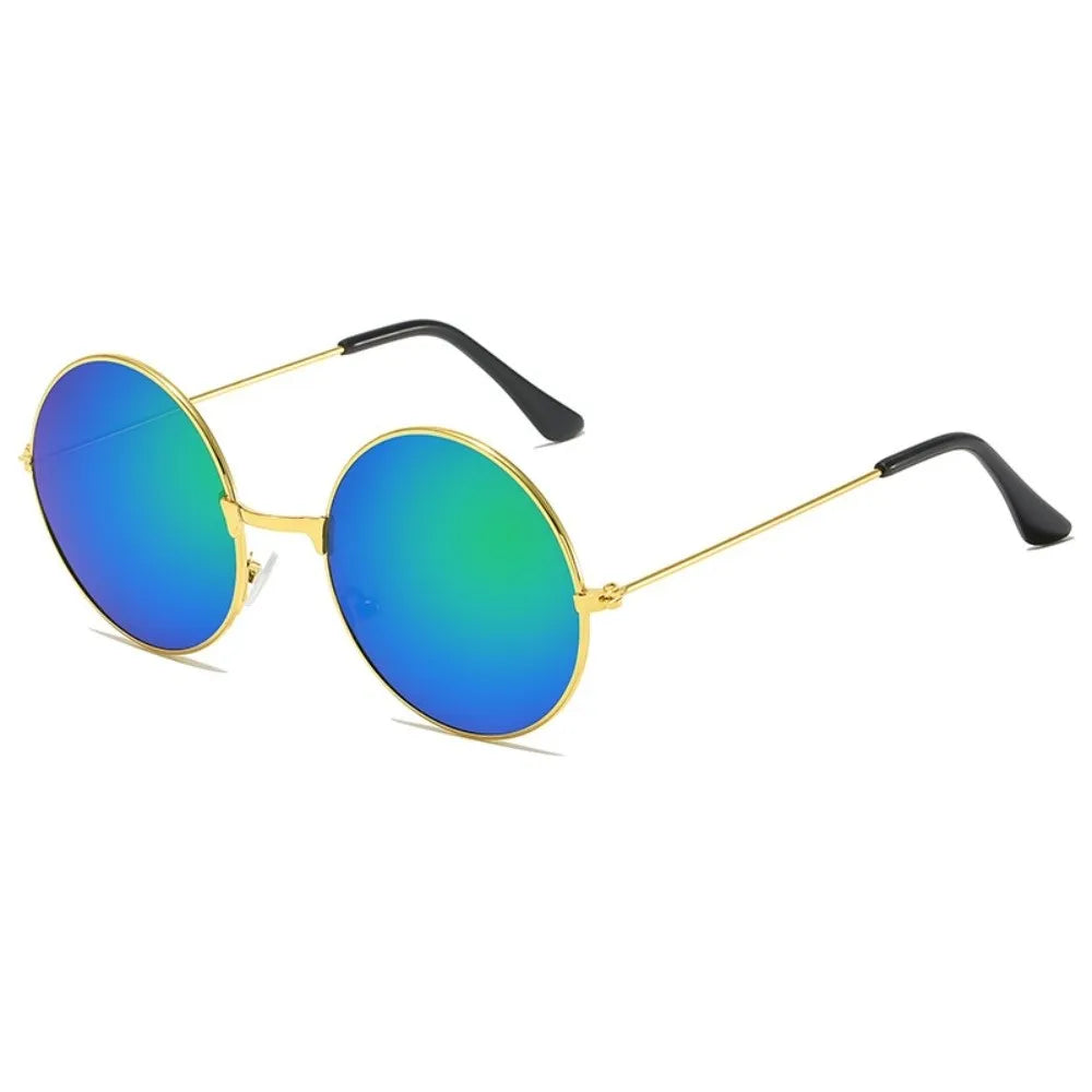 Metal Round-frame Sunglasses Hip Hop Candy Color Lens Shades Eyewear Street Photography Anti UV Circle Sun Glasses Summer