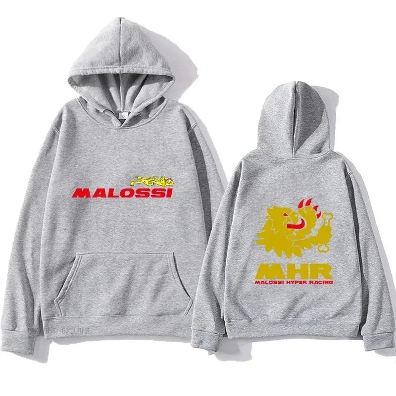 Malossi MHR Hyper Racing Hoodie Unisex Motorcycle Racing Front Back Print Sweatshirt Men Biker Casual Street Pullover