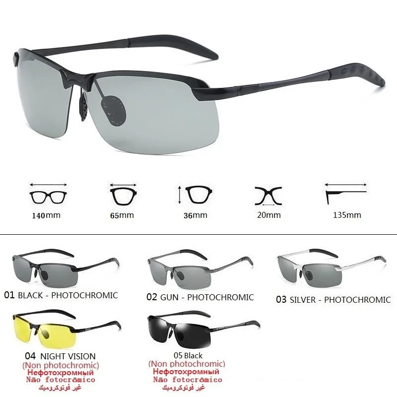 Classic Photochromic Sunglasses Men Polarized Driving Glasses Women Change Color Sun Glasses Day Night Vision Driver's Eyewear