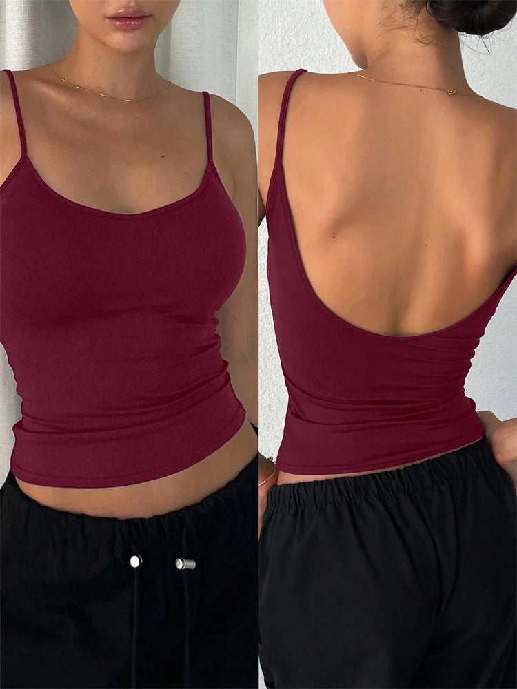 Women's Backless Cami Crop Top