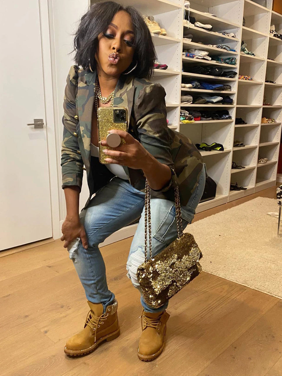 Women's Camouflage Double-Breasted Jacket
