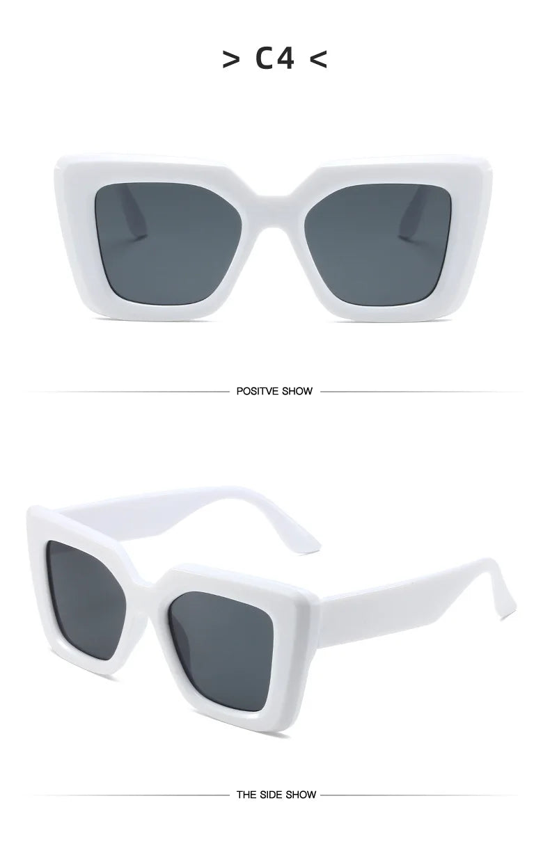 New Vintage Sunglasses Women Men Square Big Frame Sun Glasses Female Brand Designer Retro Shades Fashion Cat Eye Sunglasses