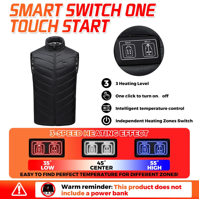 USB Heated Vest — 15 Areas