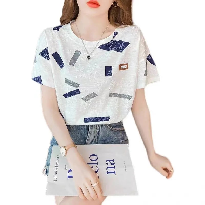 Women's Floral-Print Short-Sleeve Blouse