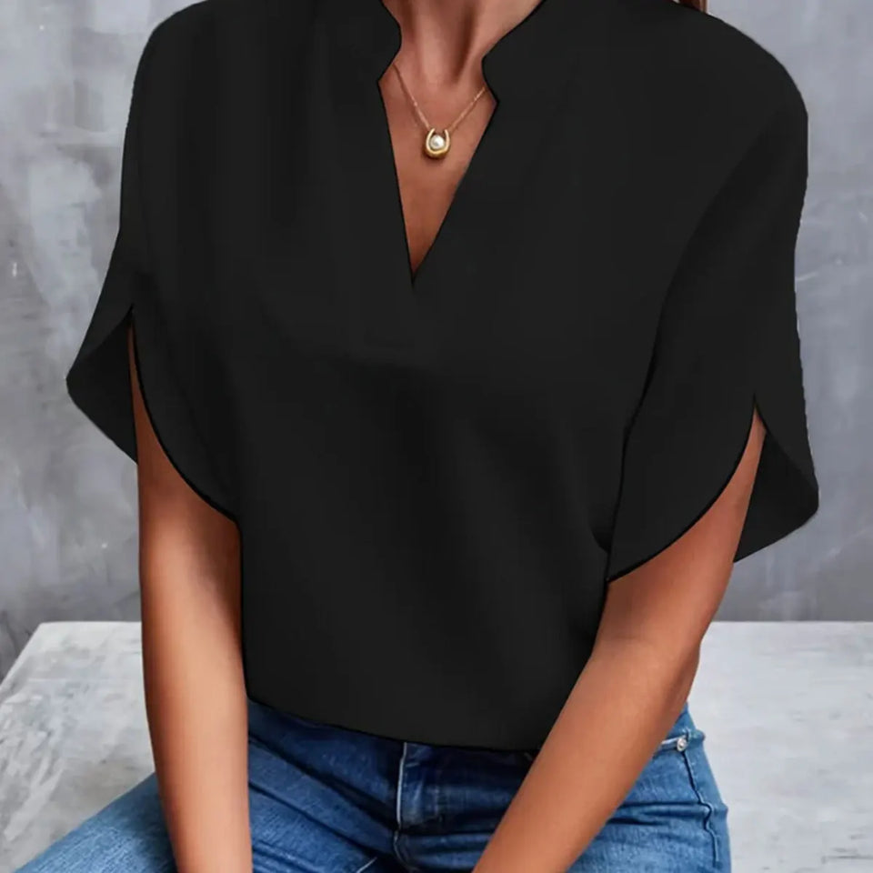Women's V-Neck Short-Sleeve Blouse
