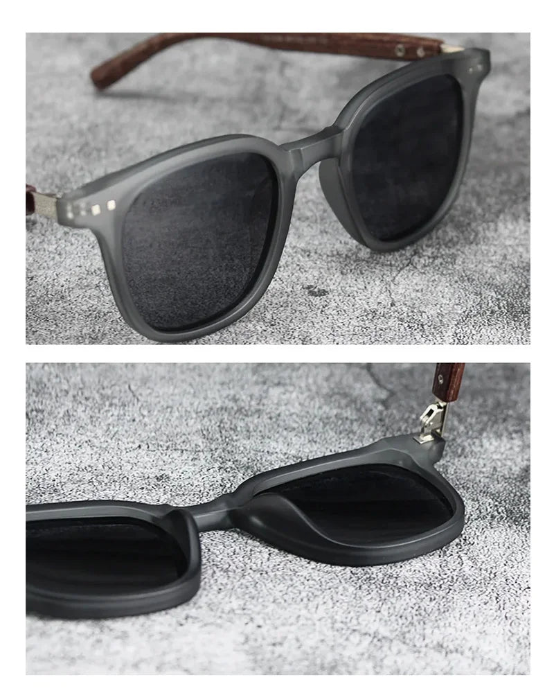 2024 New Men Vintage Wooden Frame Sunglasses Classic Brand Sun Glasses Coating Lens Men Polarized UV Protection Driving Eyewear