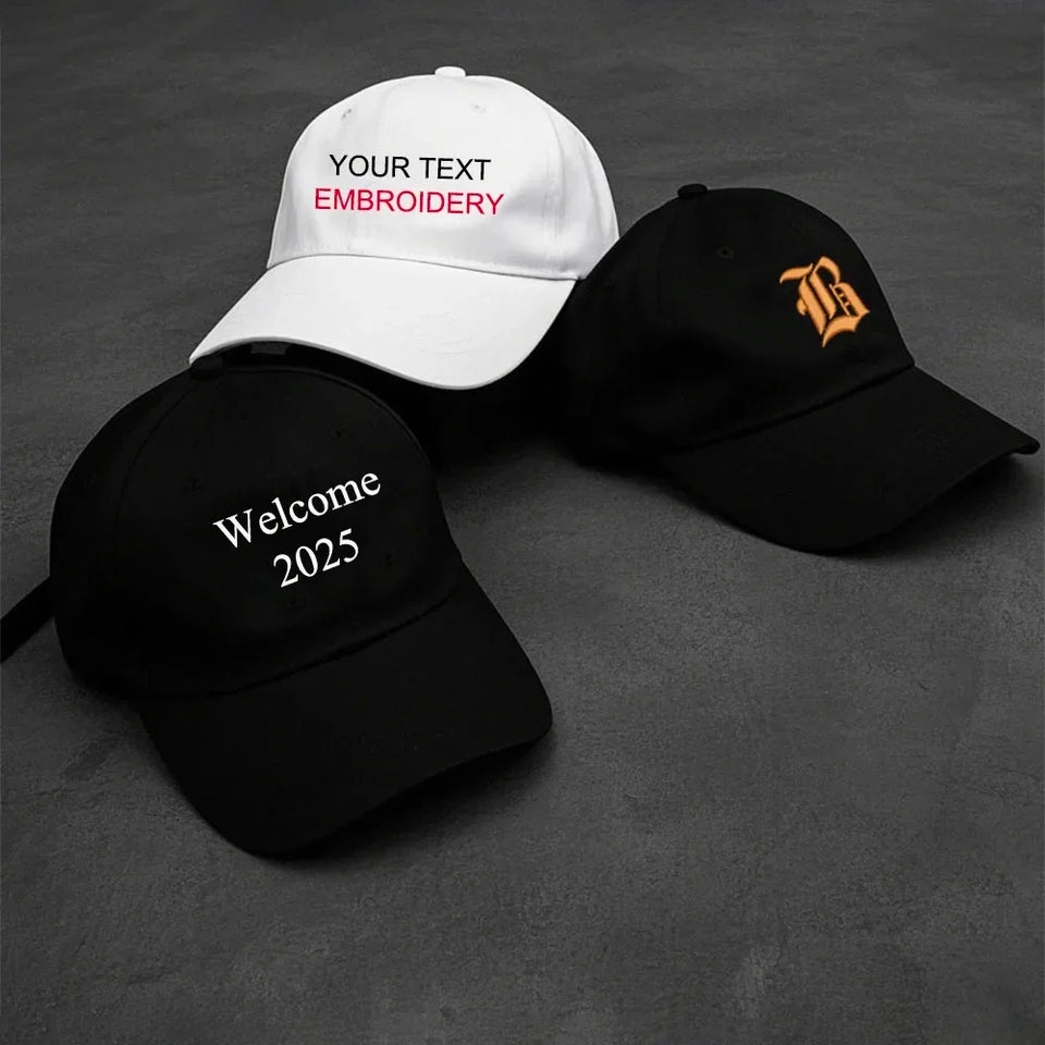 Custom Text Logo Embroidery Vintage Washed Cotton Baseball Cap Fashion Women Men Hat Sport Visors Snapback Cap Sun Hat
