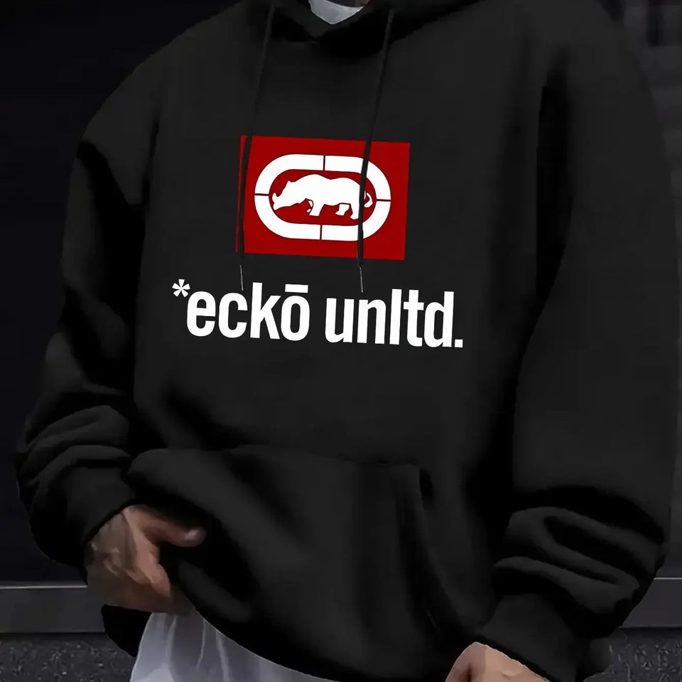Men's Hoodie with Graphic "Ecko Unlimited" - Casual Sweater Long Sleeves Regular Fit Autumn/Winter Casual Hoodie