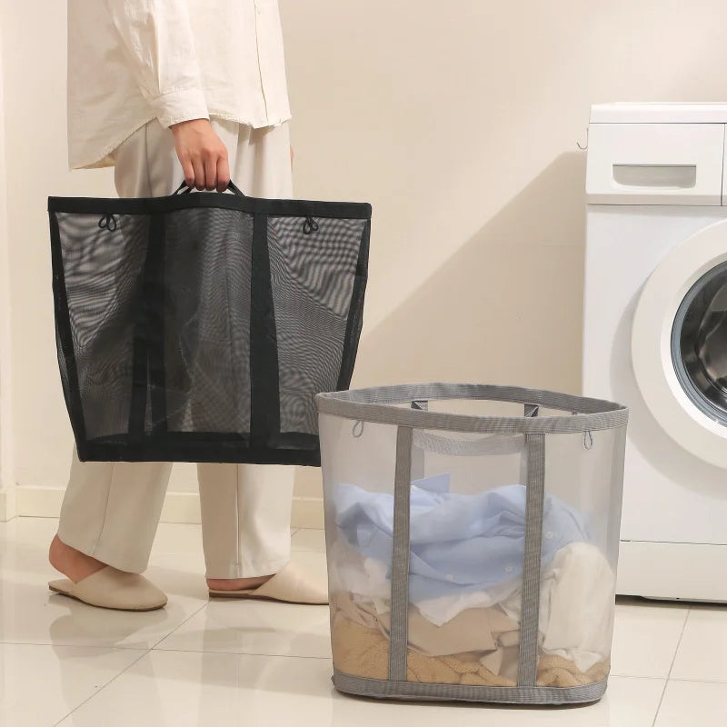 Collapsible Mesh Laundry Basket with Handles